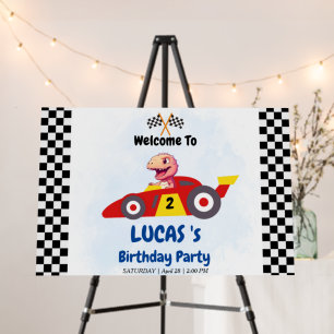 Cute Dinosaur game Birthday red race car boy kids Foam Board
