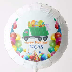 Cute Dinosaur garbage truck balloon birthday boy 