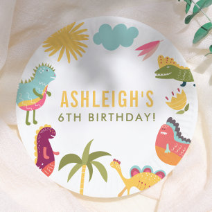 Cute Dinosaur Gender-Neutral Birthday Party Paper Plates