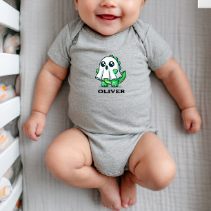 Cute Dinosaur Ghost Halloween Baby Boy Baby Bodysuit
