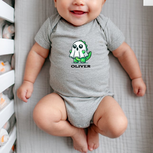 Cute Dinosaur Ghost Halloween Baby Boy Baby Bodysuit (Creator Uploaded)