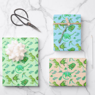 Cute Dinosaur Gift Wrap In Three Colours