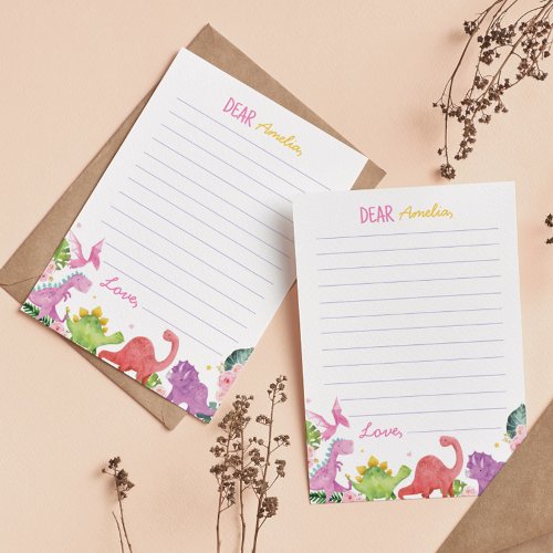 Cute Dinosaur Girl Time Capsule Note Message Card