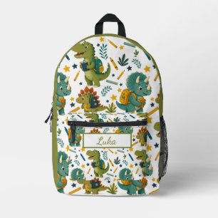 Cute Dinosaur Going To School For Kids Printed Backpack