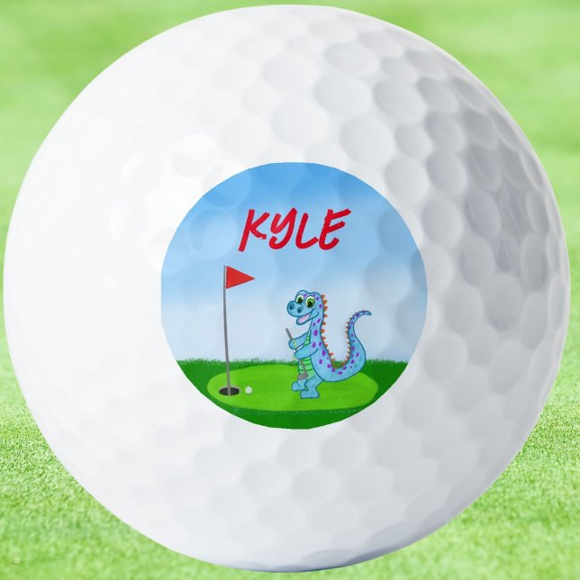 Cute Dinosaur Golf Personalized Golf Balls (Creator Uploaded)