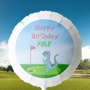 Cute Dinosaur Golf Themed Kids Birthday Balloon