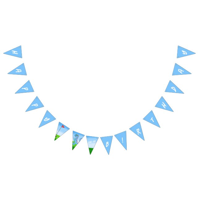 Cute Dinosaur Golf Themed Kids Birthday  Bunting Flags (All)