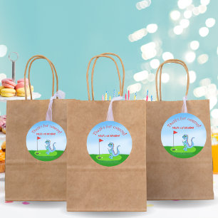 Cute Dinosaur Golf Themed Kids Birthday  Classic Round Sticker