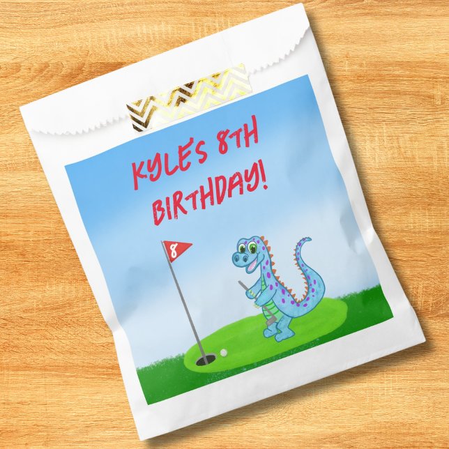 Cute Dinosaur Golf Themed Kids Birthday  Favor Bag (Creator Uploaded)