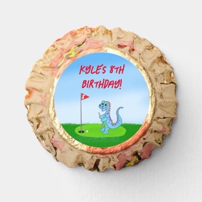 Cute Dinosaur Golf Themed Kids Birthday  Reese's Peanut Butter Cups (Front)