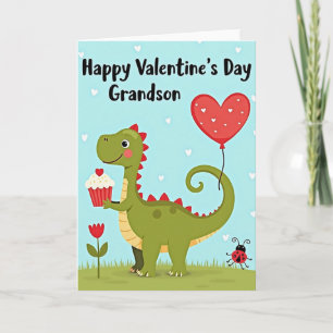 Cute Dinosaur Grandson Valentine Card