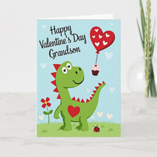 Cute Dinosaur Grandson Valentines Card