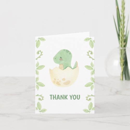 Cute Dinosaur Green Gender Neutral Thank You Card
