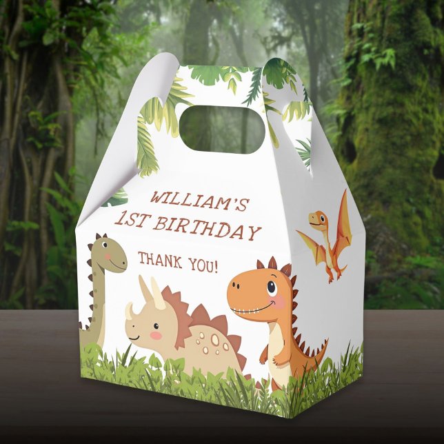 Cute Dinosaur Greenery Birthday Party Favor Box (Cute Dinosaur Greenery Birthday Party Favor Box)