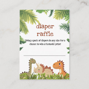 Cute Dinosaur Greenery Diaper Raffle Enclosure Card