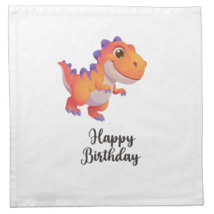 Cute Dinosaur Happy Birthday Custom Name Party Nap Cloth Napkin