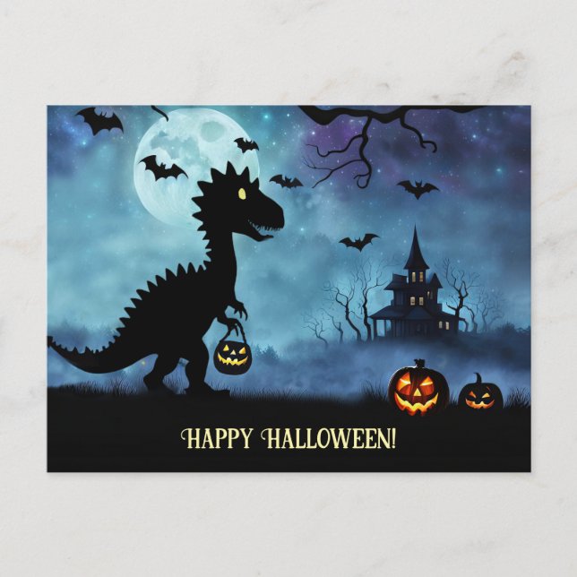 Cute Dinosaur Happy Halloween  Holiday Postcard (Front)