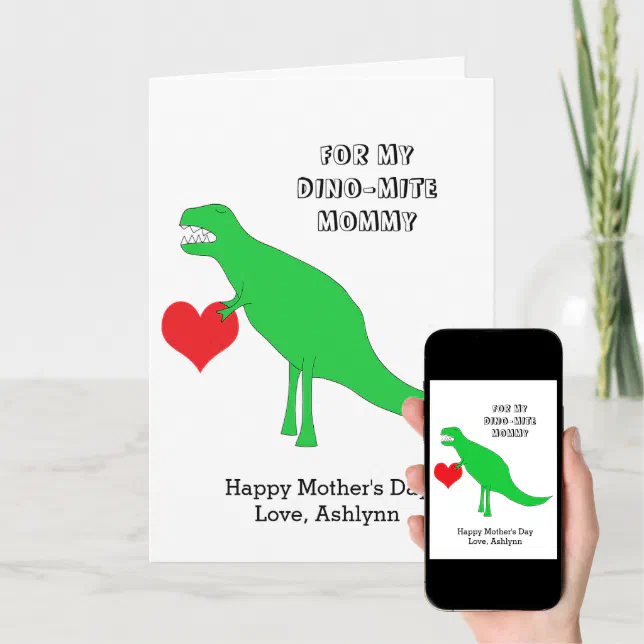 Cute Dinosaur Happy Mother's Day From Child Card | Zazzle