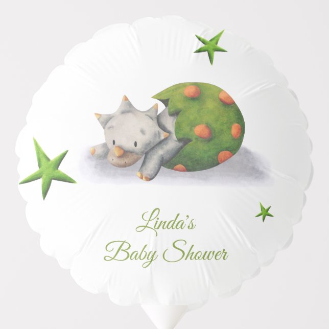 Cute Dinosaur Hatching Baby Shower Personalized Balloon (Front)