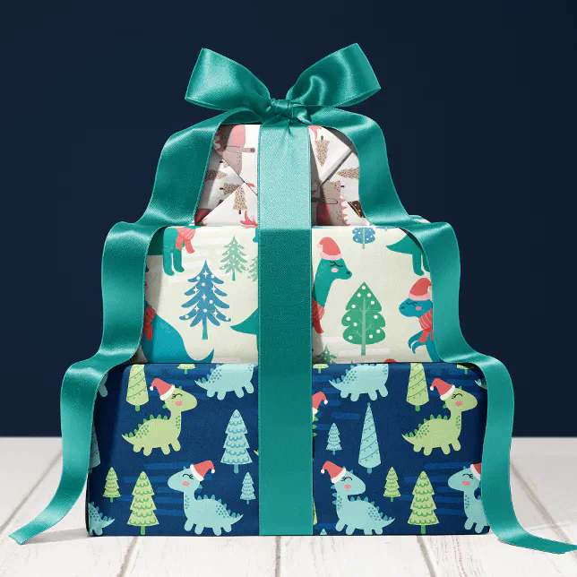 Cute Dinosaur Holiday Christmas Wrapping Paper Sheets Zazzle