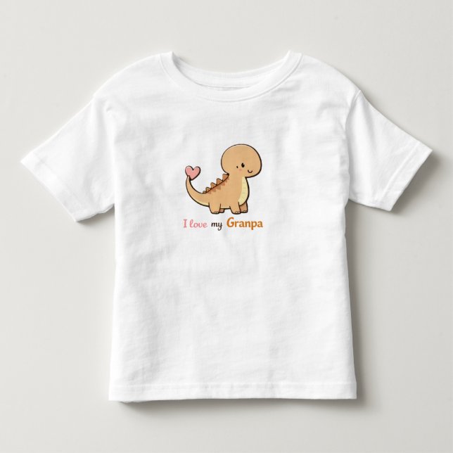 Cute Dinosaur I Love My Granpa Toddler Shirt | Gra (Front)