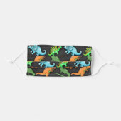 Cute Dinosaur Illustrations on Grey Background Adult Cloth Face Mask (Front, Folded)