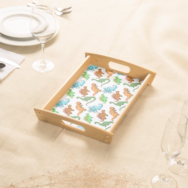 Cute Dinosaur Illustrations Serving Tray (Front)
