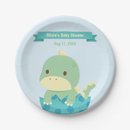 Cute Dinosaur in Egg Baby Shower Party Supplies Paper Plates