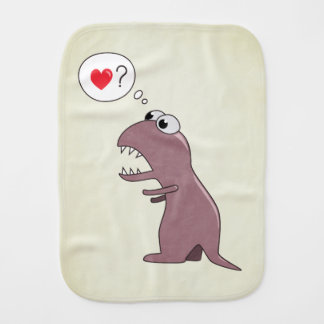 Cute Dinosaur In Love Baby Burp Cloth
