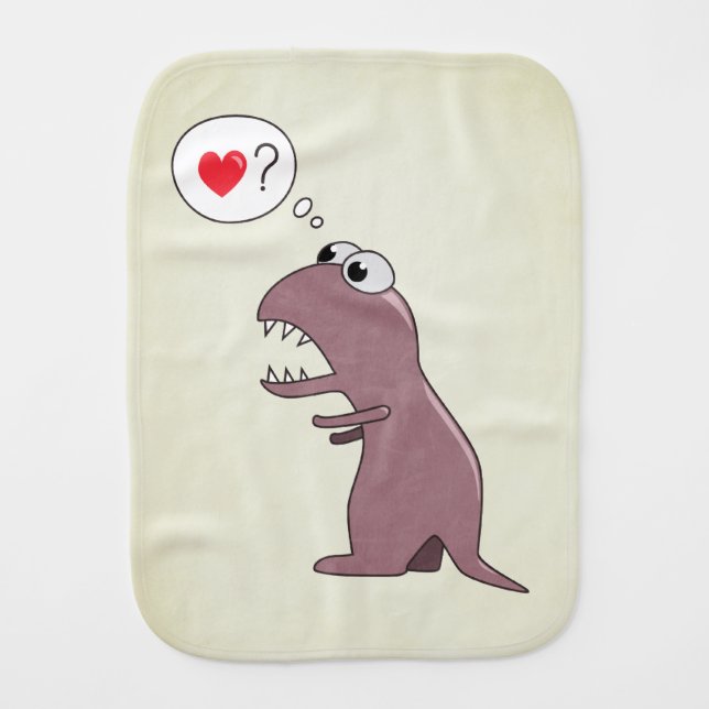 Cute Dinosaur In Love Baby Burp Cloth (Front)