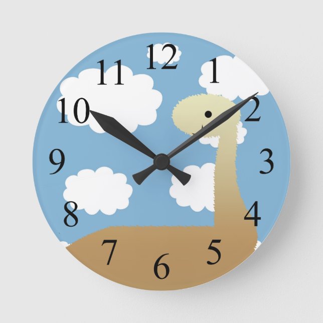 Cute Dinosaur in the Clouds Wall Clock (Front)