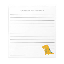 Cute Dinosaur in Yellow Personalized Stationery  Notepad