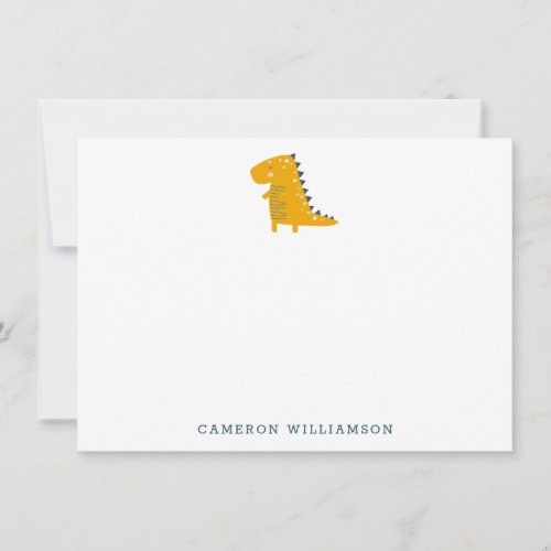 Cute Dinosaur in Yellow Personalized Stationery Thank You Card