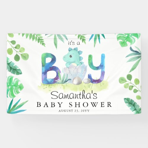 Cute Dinosaur Its a Boy Baby Shower Banner