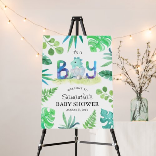 Cute Dinosaur Its a Boy Baby Shower Welcome Sign
