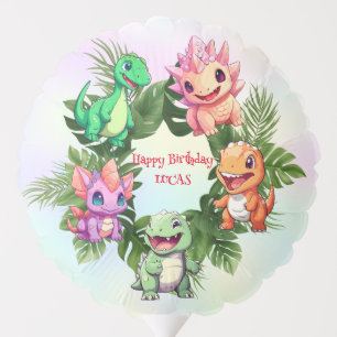 Cute dinosaur jungle School kid birthday party boy Balloon