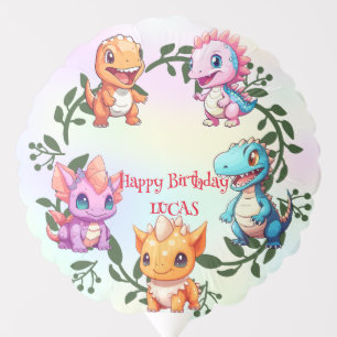 Cute dinosaur jungle School kid birthday party boy Balloon