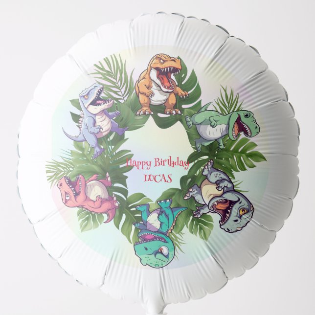 Cute dinosaur jungle School kid birthday party boy Balloon (Front)