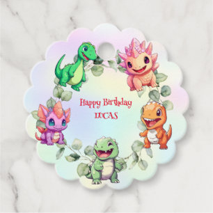 Cute dinosaur jungle School kid birthday party boy Favor Tags