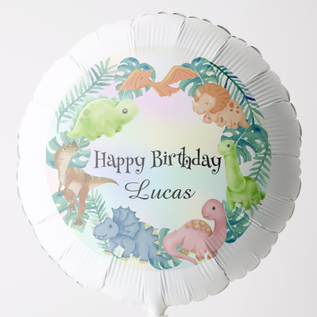 Cute dinosaur jungle School kids Birthday party  Balloon (Front)