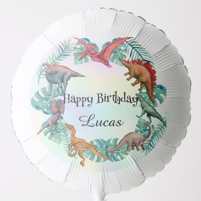 Cute dinosaur jungle School kids Birthday party  Balloon (Front)