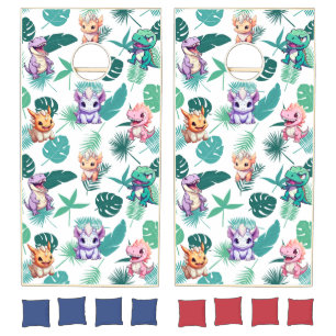 Cute dinosaur jungle School kids Birthday party bo Cornhole Set