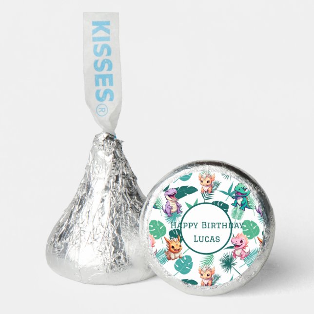 Cute dinosaur jungle School kids Birthday party bo Hershey®'s Kisses® (Front)