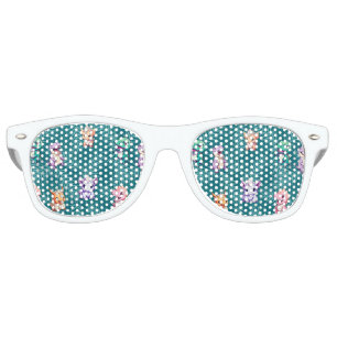 Cute dinosaur jungle School kids Birthday party bo Retro Sunglasses