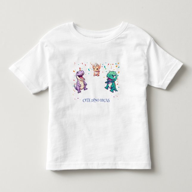 Cute dinosaur jungle School kids Birthday party bo Toddler T-shirt (Front)