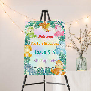 Cute dinosaur jungle School kids Birthday party Foam Board