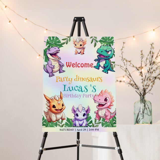 Cute dinosaur jungle School kids Birthday party ki Foam Board (In Situ (Stand))