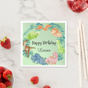 Cute dinosaur jungle School kids Birthday party Napkins