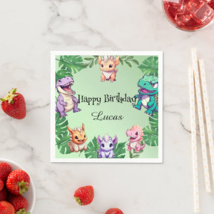 Cute dinosaur jungle School kids Birthday party Napkins