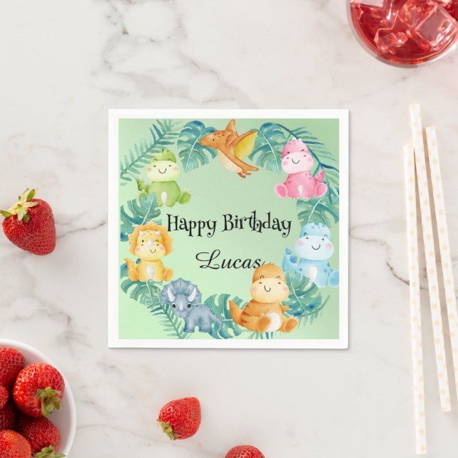 Cute dinosaur jungle School kids Birthday party  Napkins (Insitu)